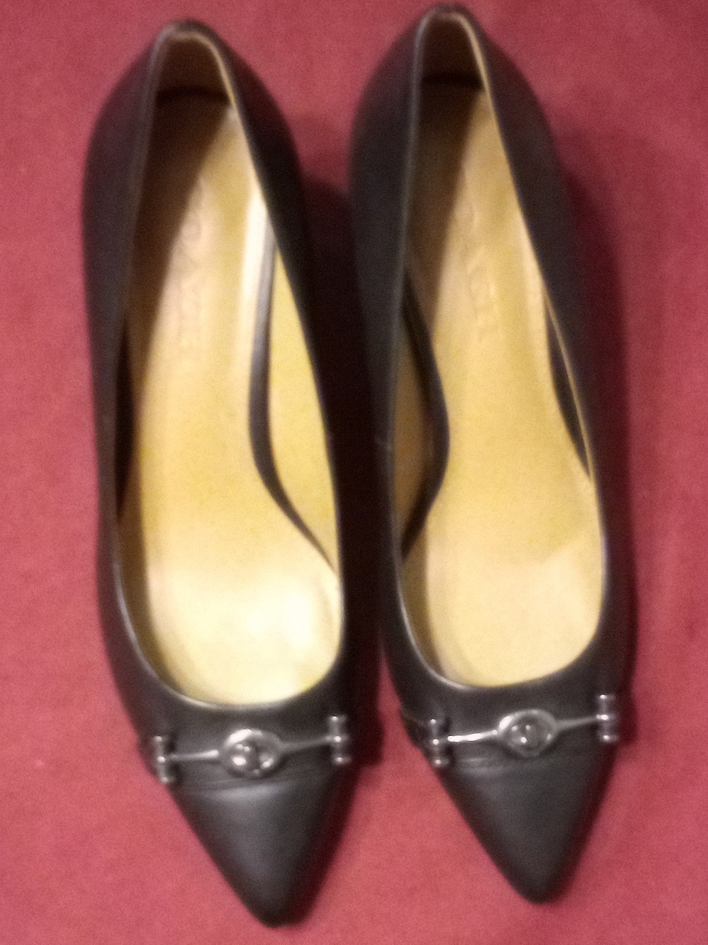 Coach Black Pointed-Toe Heels with Silver Hardware